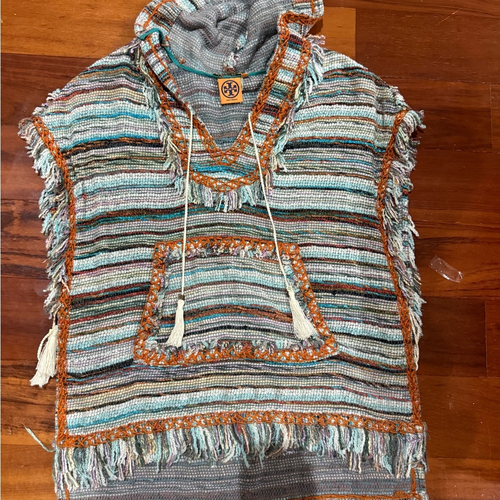 Tory Burch Multicolor Striped Hooded Crochet Top